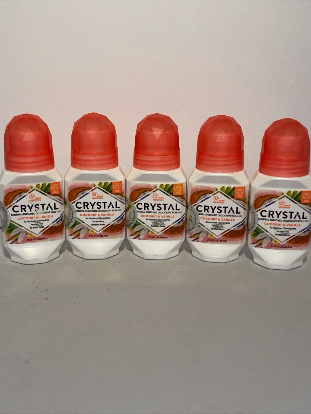NIB Crystal Coconut & Vanilla Mineral Roll-On Deo Lot of 5